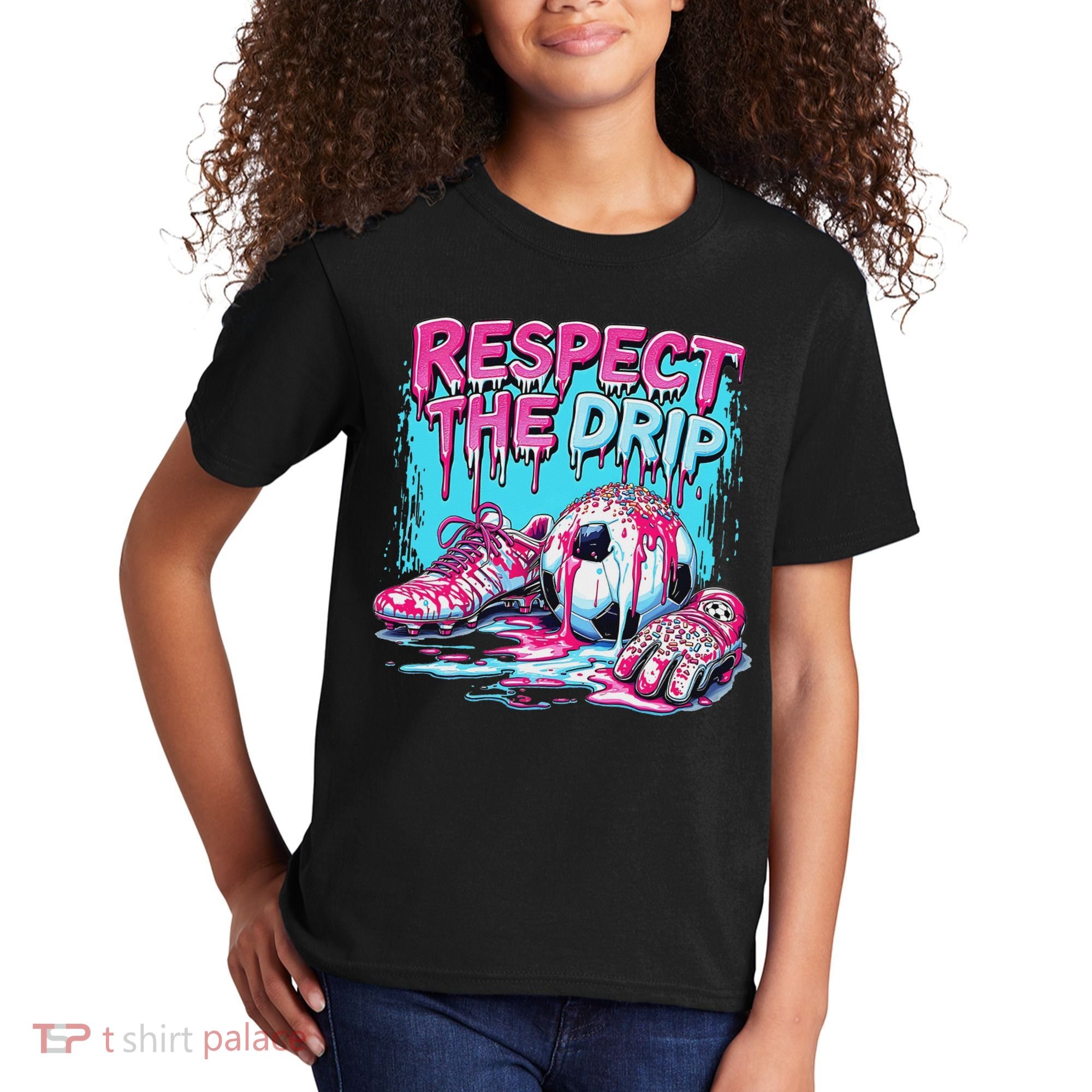 Soccer Ice Cream Sprinkles Theme Respect The Drip Kids T-Shirt