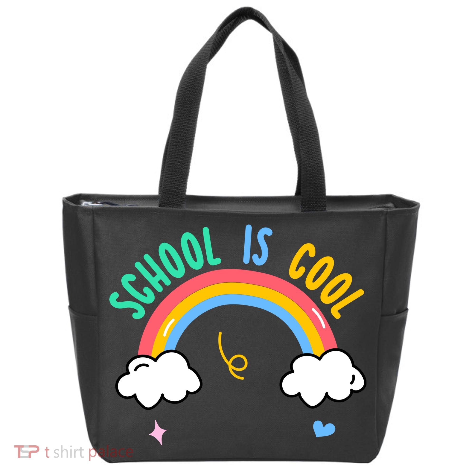 School Is Cool Rainbow Fun Retro Tote Bag