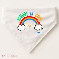 School Is Cool Rainbow Fun Retro USA-Made Doggie Bandana thumb 0