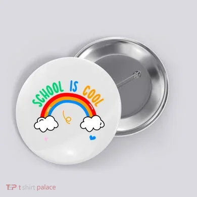 School Is Cool Rainbow Fun Retro Button