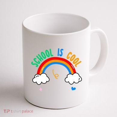 School Is Cool Rainbow Fun Retro Coffee Mug back