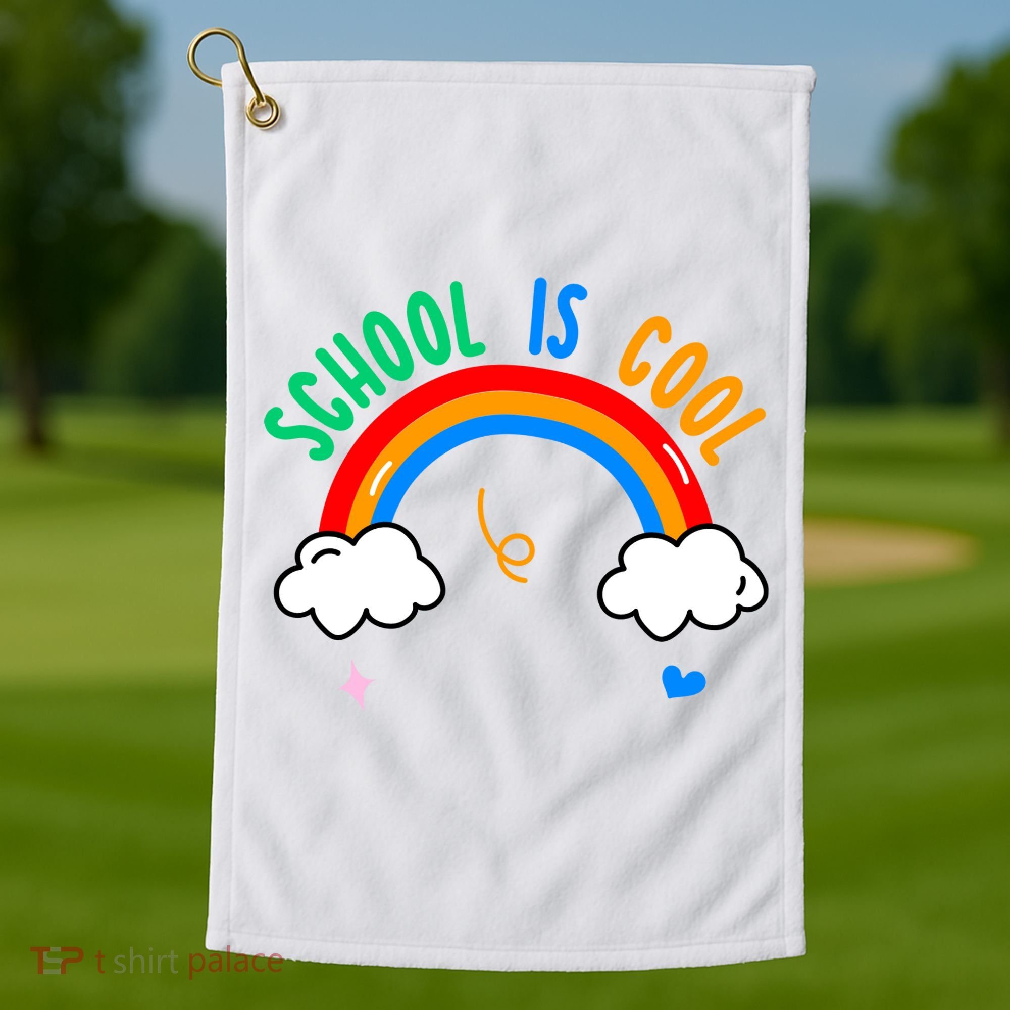 School Is Cool Rainbow Fun Retro Golf Towel
