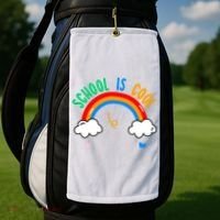 School Is Cool Rainbow Fun Retro Golf Towel thumb 2
