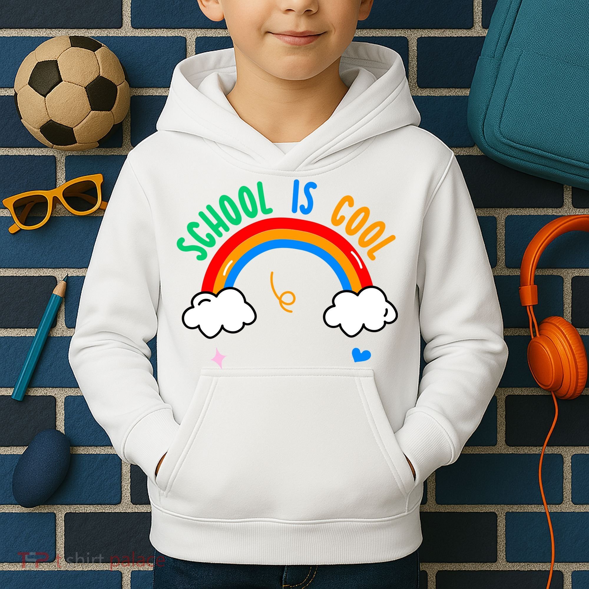 School Is Cool Rainbow Fun Retro Kids Hoodie
