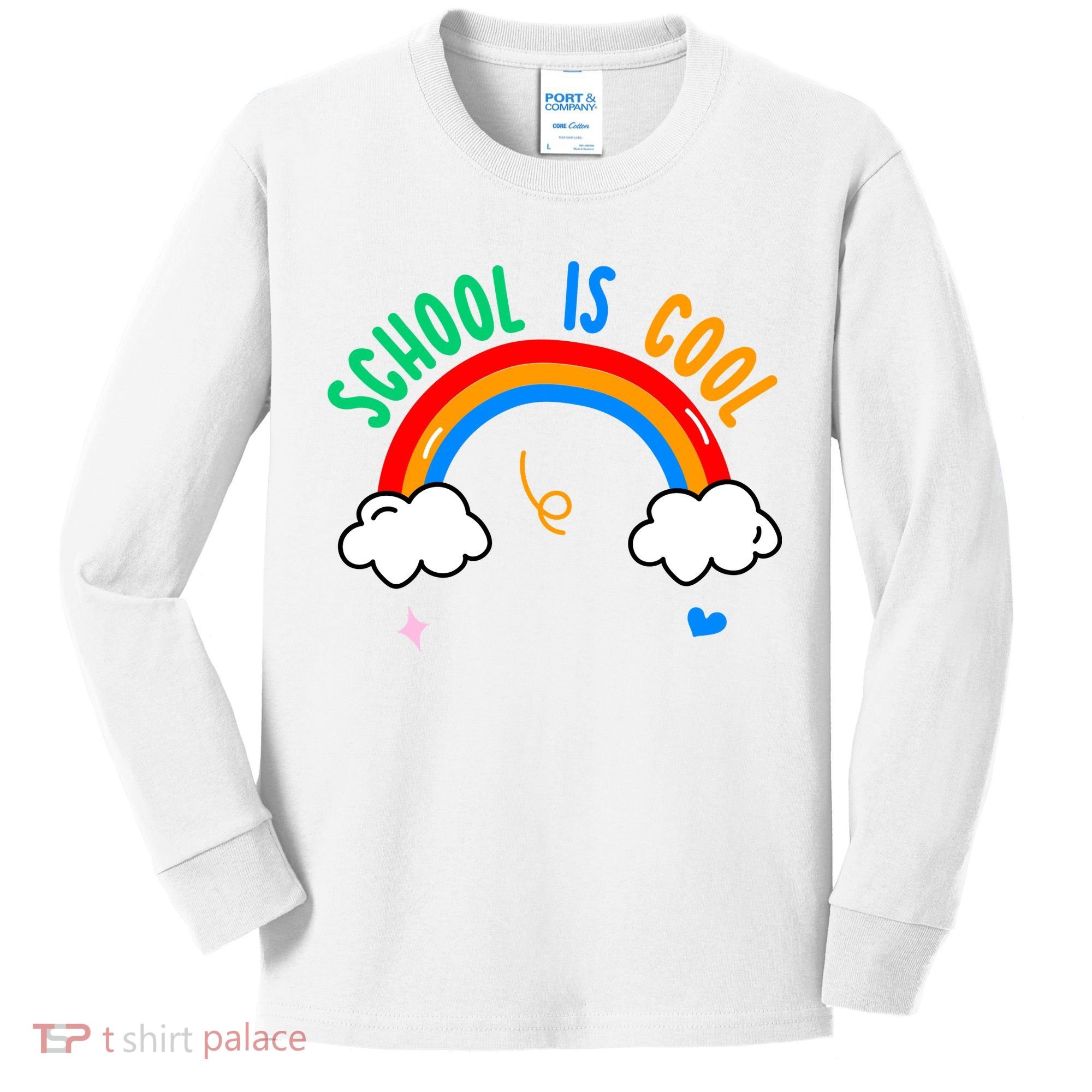 School Is Cool Rainbow Fun Retro Kids Long Sleeve Shirt