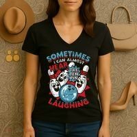 Sometimes I Can Almost Hear The Ten Pin Laughing Women's V-Neck T-Shirt thumb 3