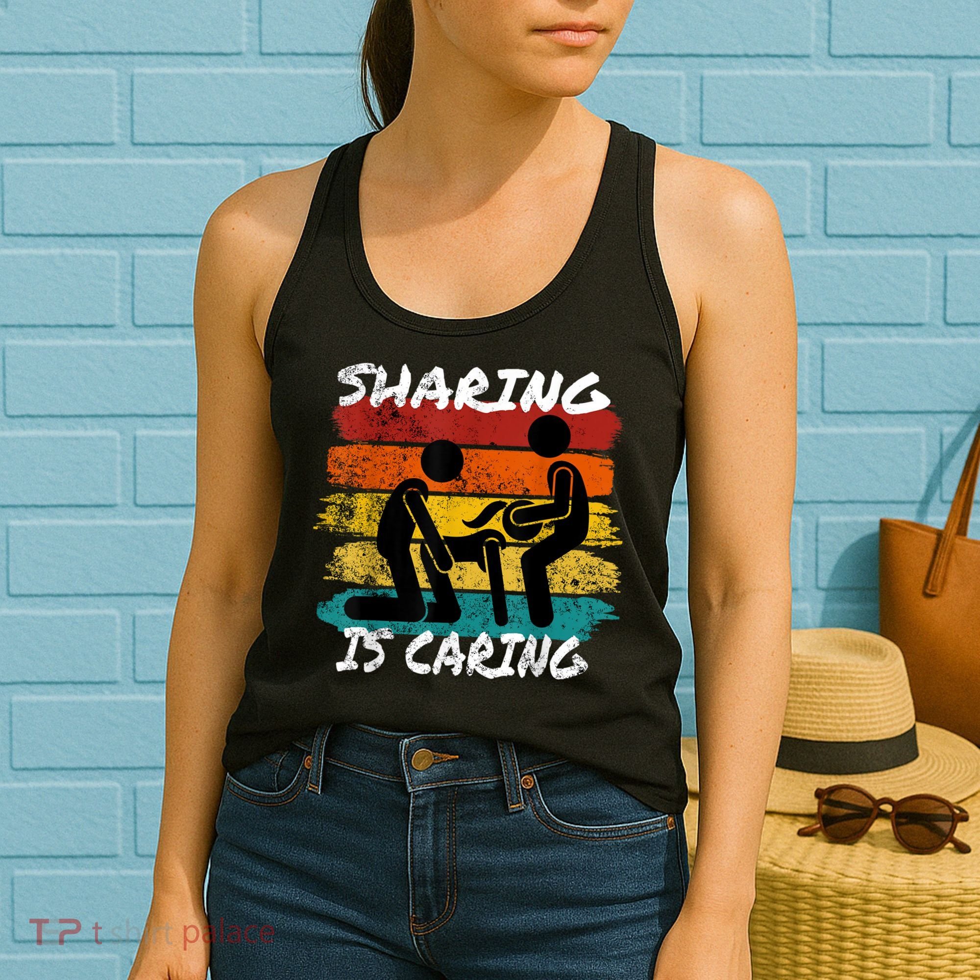 Sharing Is Caring Threesome Sex Polyamory Swingers Women's Tank Top