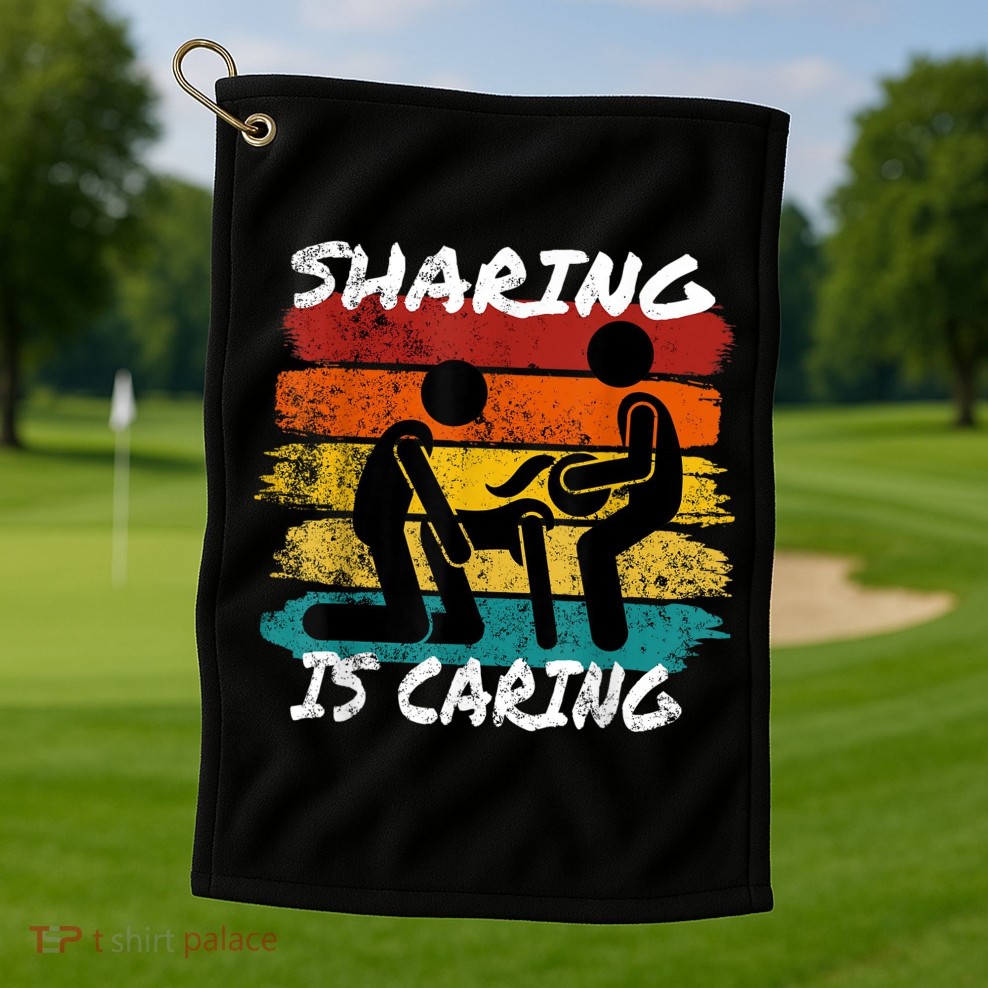 Sharing Is Caring Threesome Sex Polyamory Swingers Golf Towel
