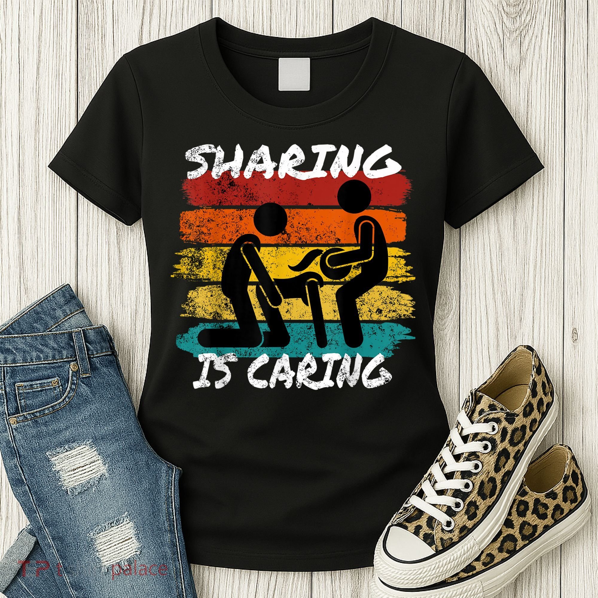 Sharing Is Caring Threesome Sex Polyamory Swingers Women's T-Shirt