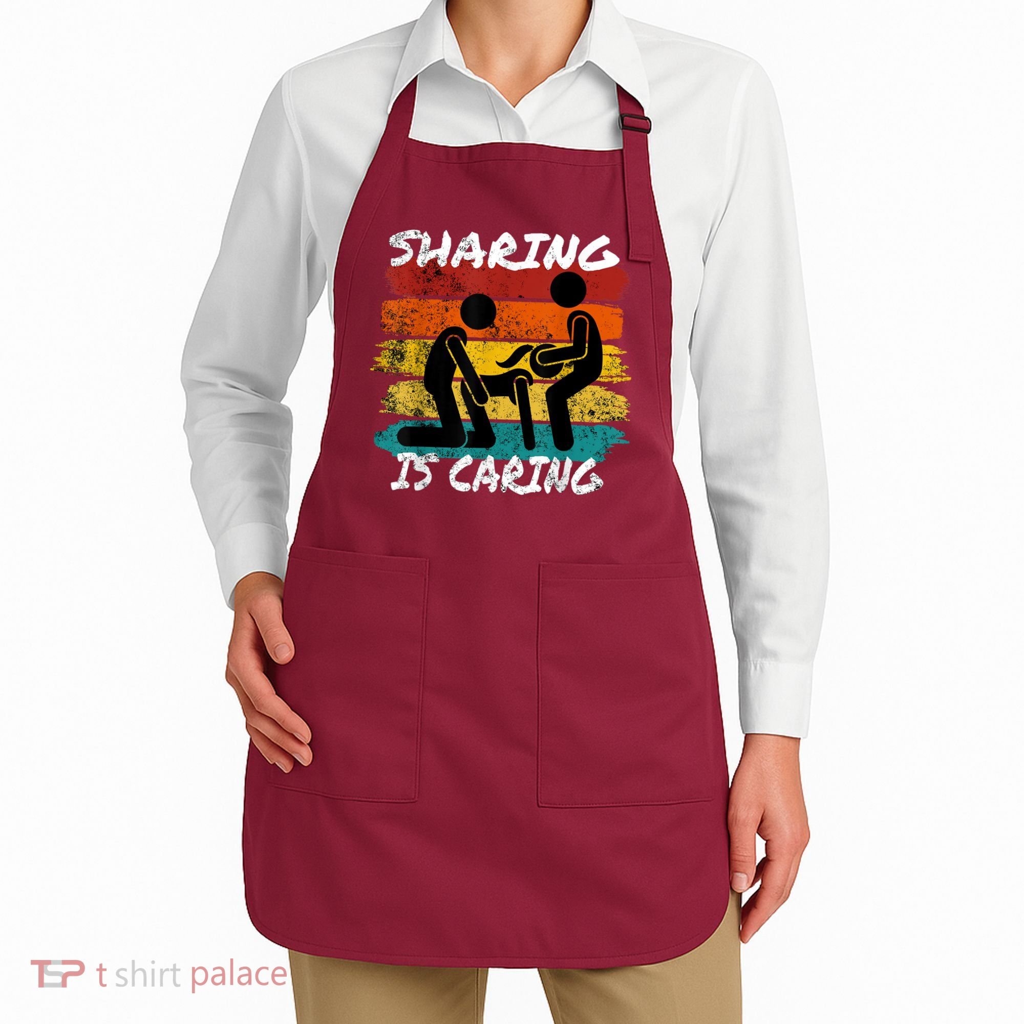 Sharing Is Caring Threesome Sex Polyamory Swingers Apron