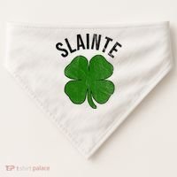 Slainte Irish Clover St Patrick's Day USA-Made Doggie Bandana thumb 0