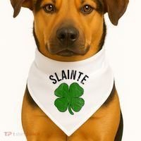 Slainte Irish Clover St Patrick's Day USA-Made Doggie Bandana thumb 1