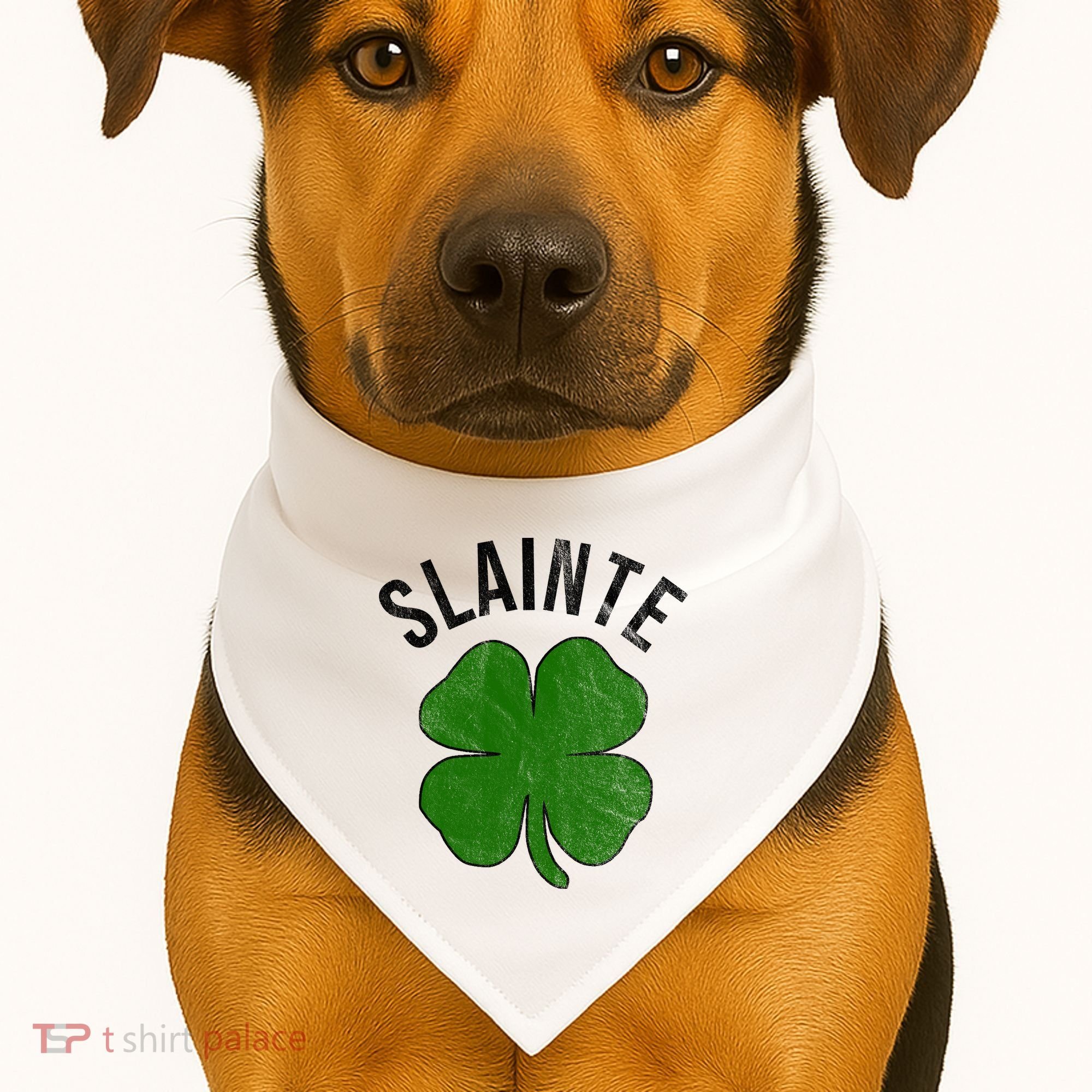 Slainte Irish Clover St Patrick's Day USA-Made Doggie Bandana