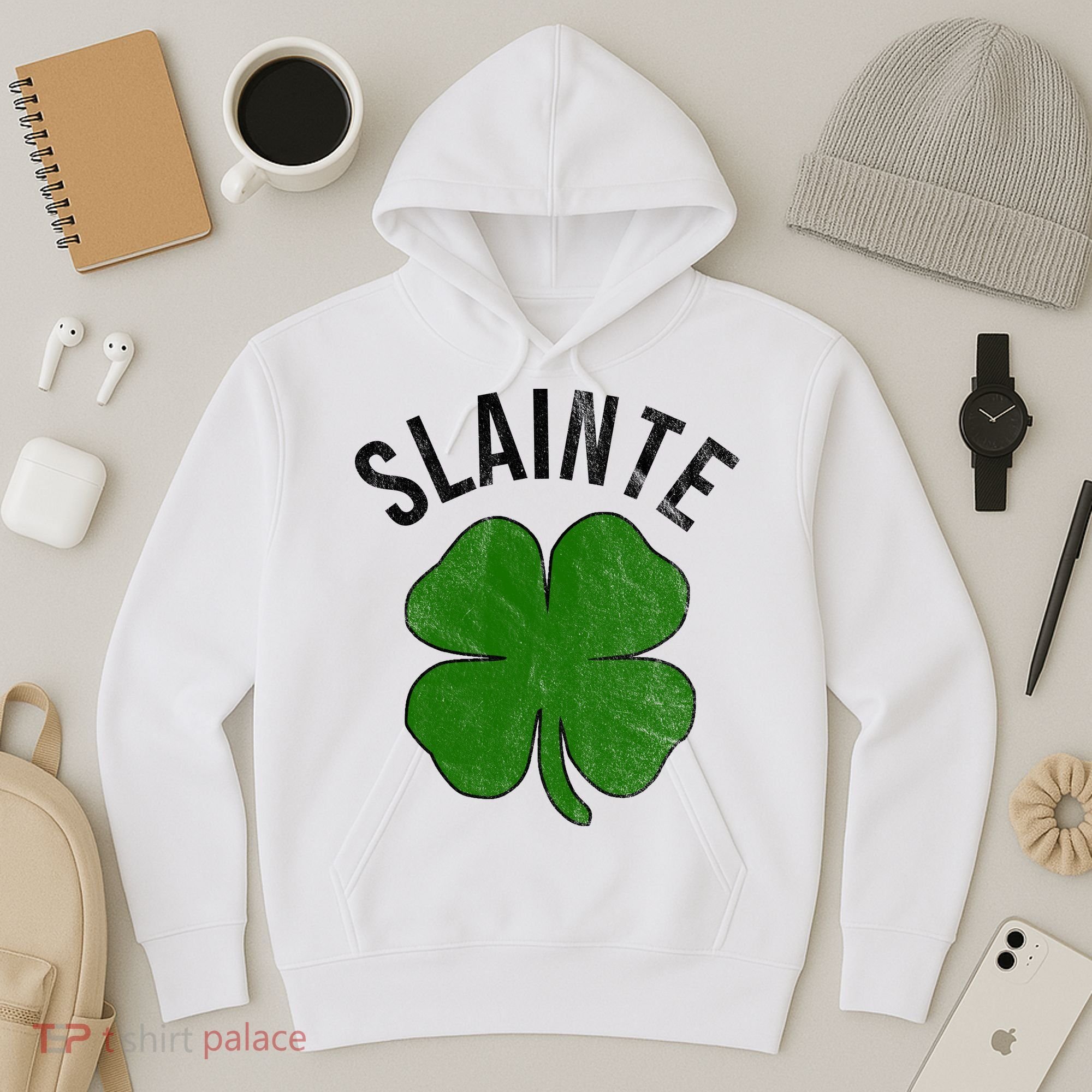 Slainte Irish Clover St Patrick's Day Hoodie