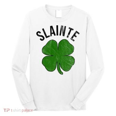 Slainte Irish Clover St Patrick's Day Long Sleeve Shirt