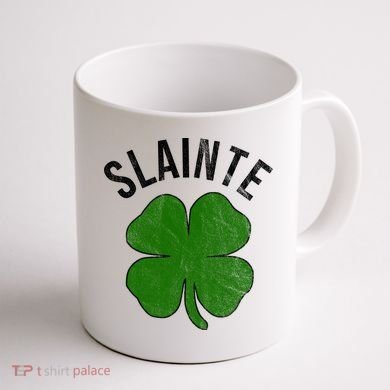 Slainte Irish Clover St Patrick's Day Coffee Mug back