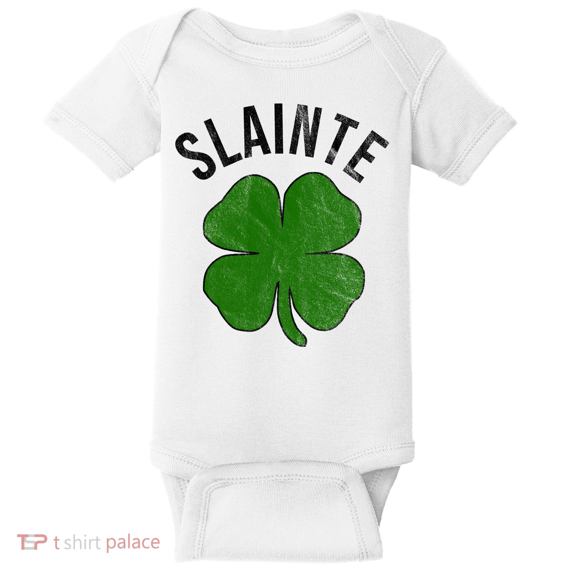 Slainte Irish Clover St Patrick's Day Baby Bodysuit