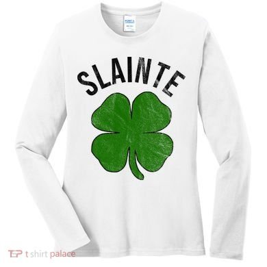 Slainte Irish Clover St Patrick's Day Women's Long Sleeve Shirt