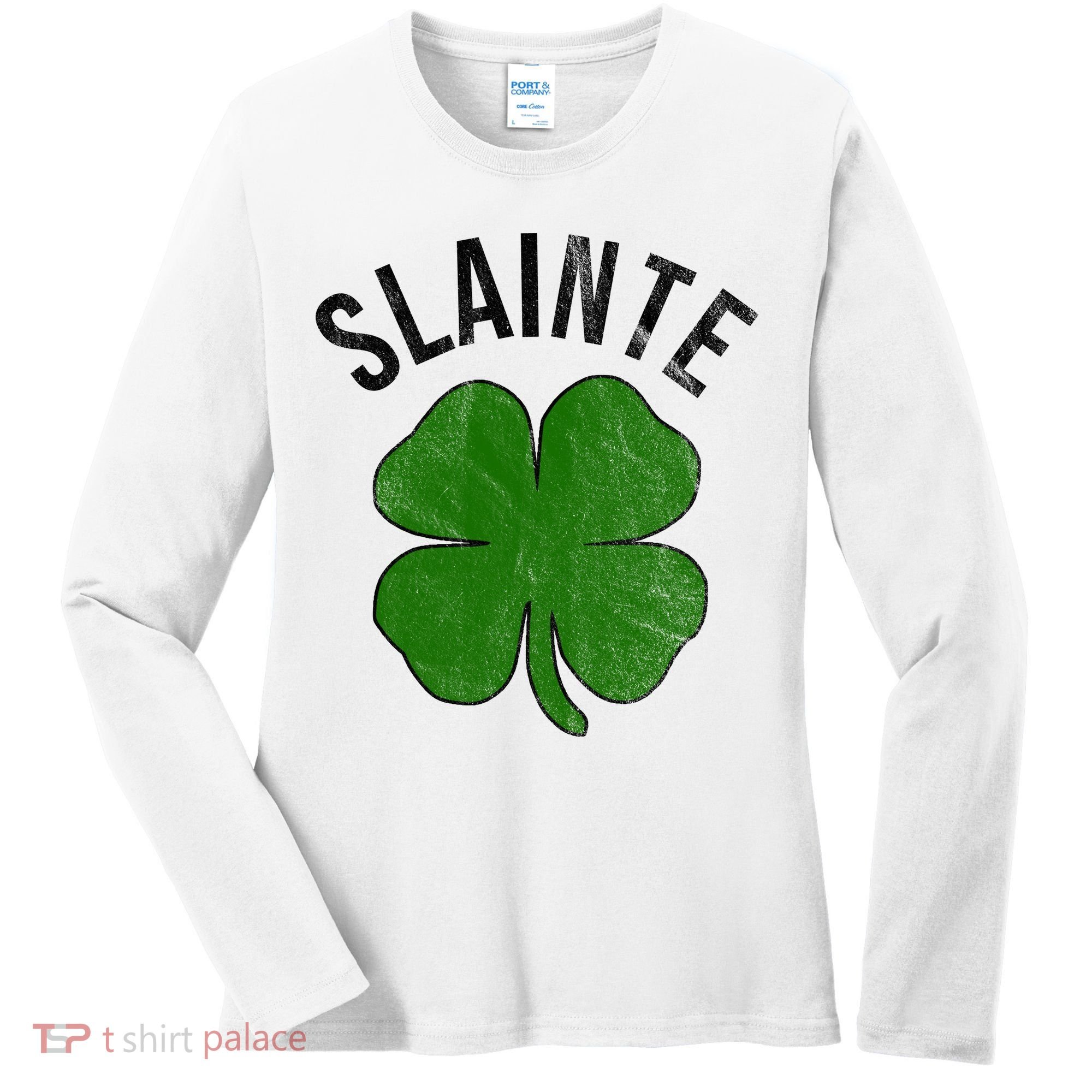 Slainte Irish Clover St Patrick's Day Women's Long Sleeve Shirt