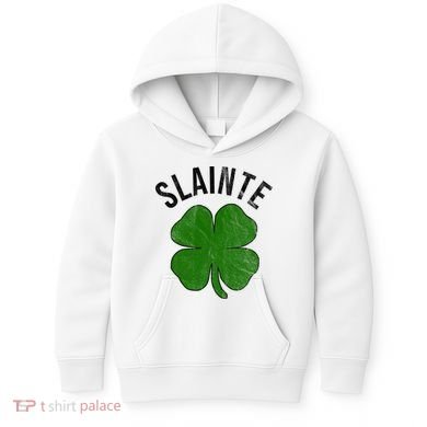 Slainte Irish Clover St Patrick's Day Kids Hoodie