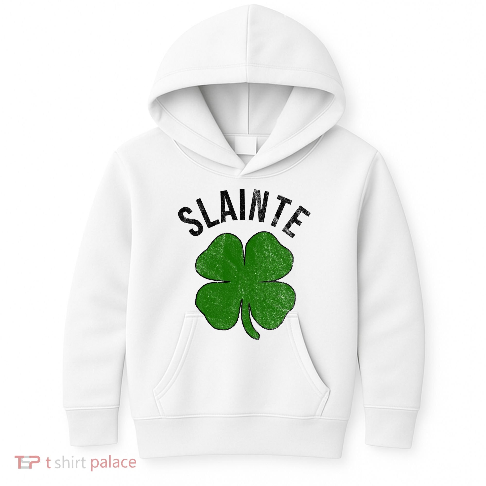 Slainte Irish Clover St Patrick's Day Kids Hoodie