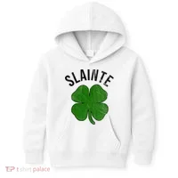 Slainte Irish Clover St Patrick's Day Kids Hoodie thumb 0