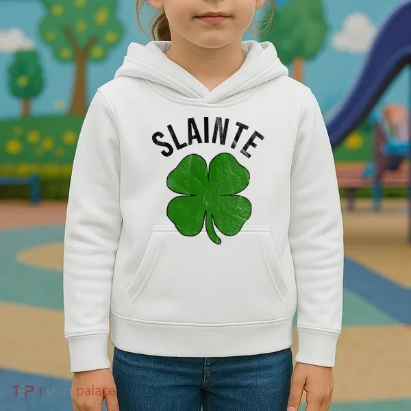 Slainte Irish Clover St Patrick's Day Kids Hoodie