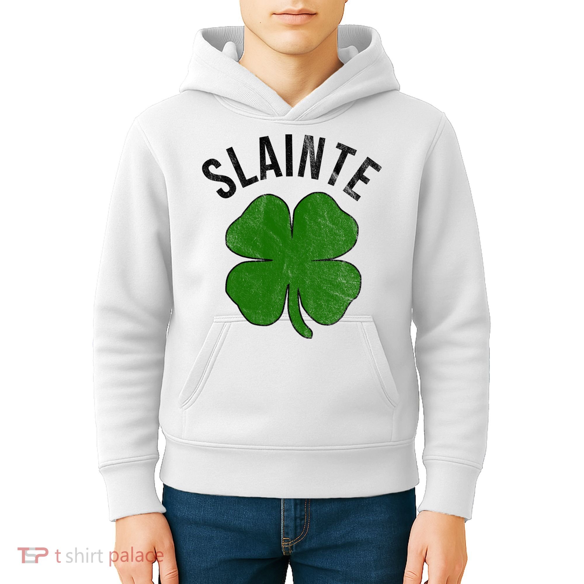 Slainte Irish Clover St Patrick's Day Kids Hoodie