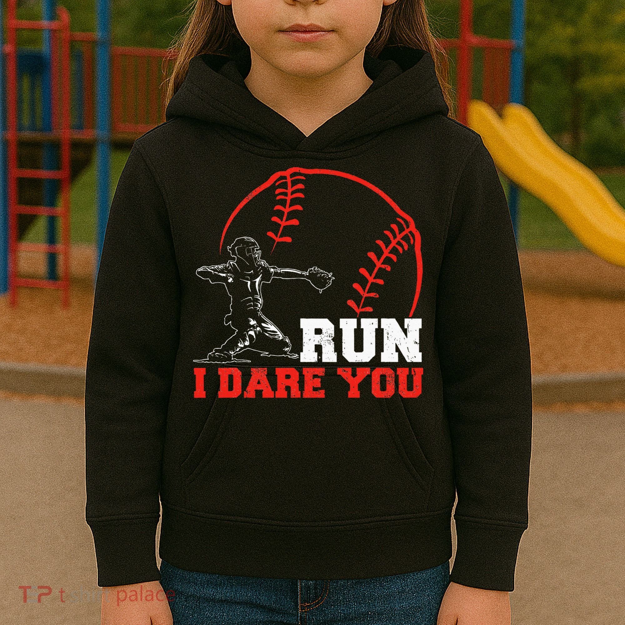 Steal I Dare You Baseball Catcher Baseball Player Kids Hoodie