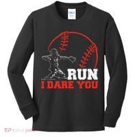 Steal I Dare You Baseball Catcher Baseball Player Kids Long Sleeve Shirt thumb 0