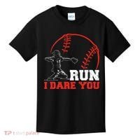 Steal I Dare You Baseball Catcher Baseball Player Kids T-Shirt thumb 0