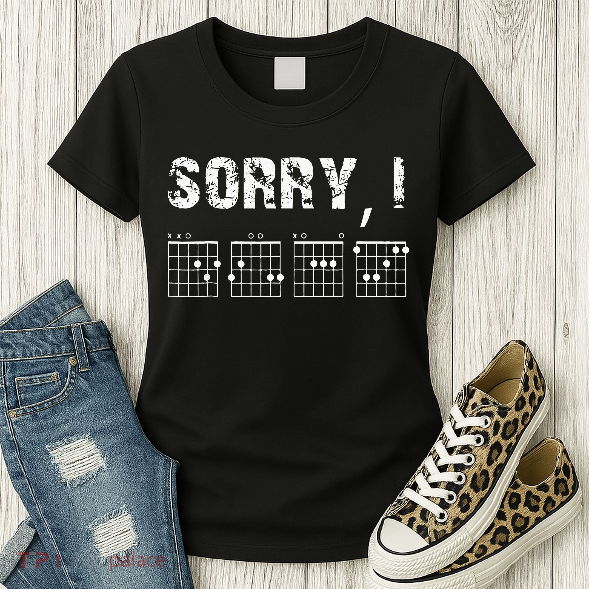 Sorry I DGAF Funny Hidden Message Guitar Chords For Lover Women's T-Shirt