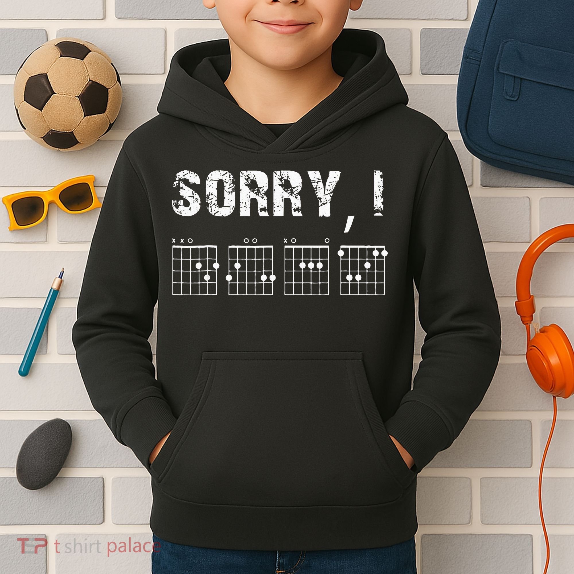 Sorry I DGAF Funny Hidden Message Guitar Chords For Lover Kids Hoodie