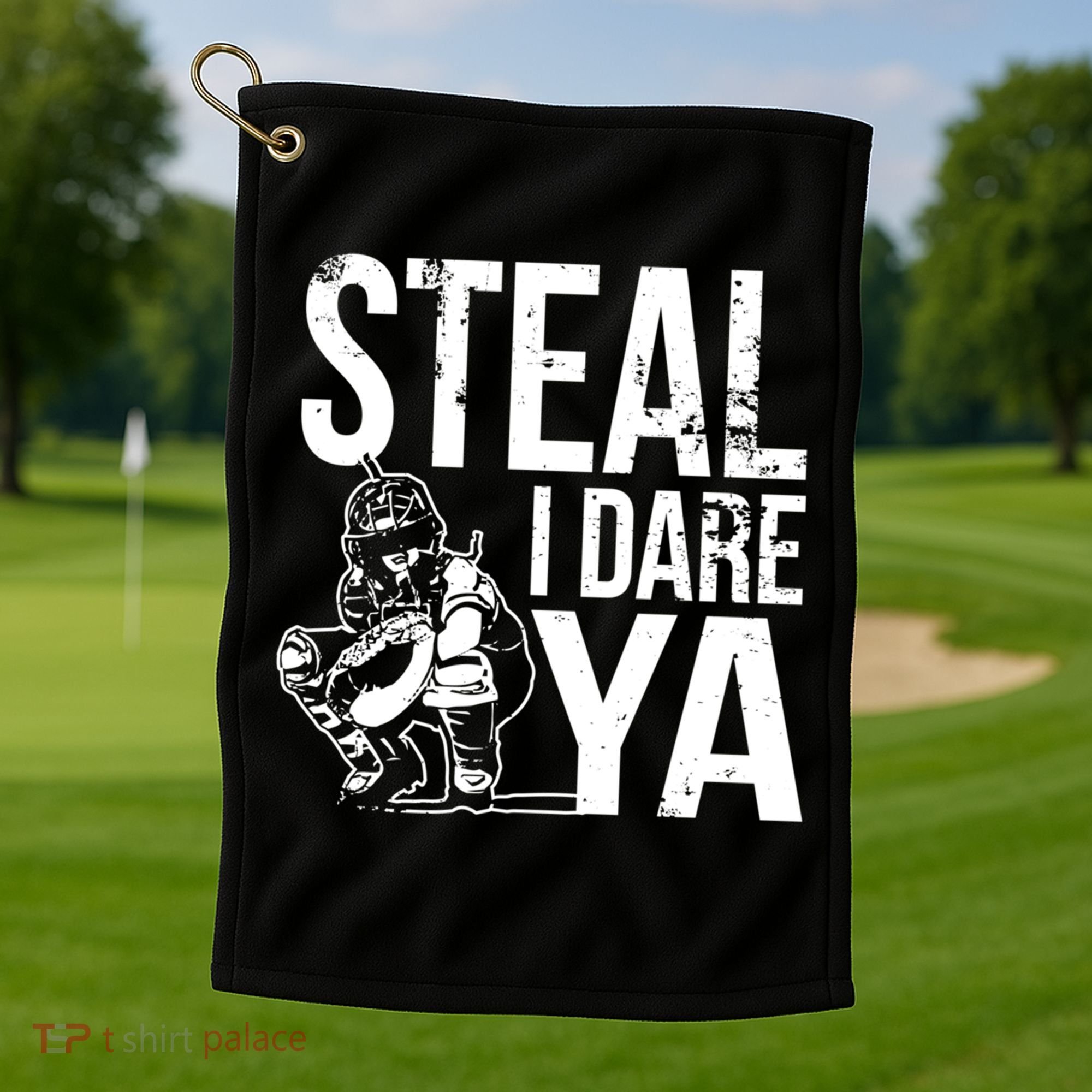 Steal I Dare Ya Softball Catcher Team Sport Cute Gift Golf Towel
