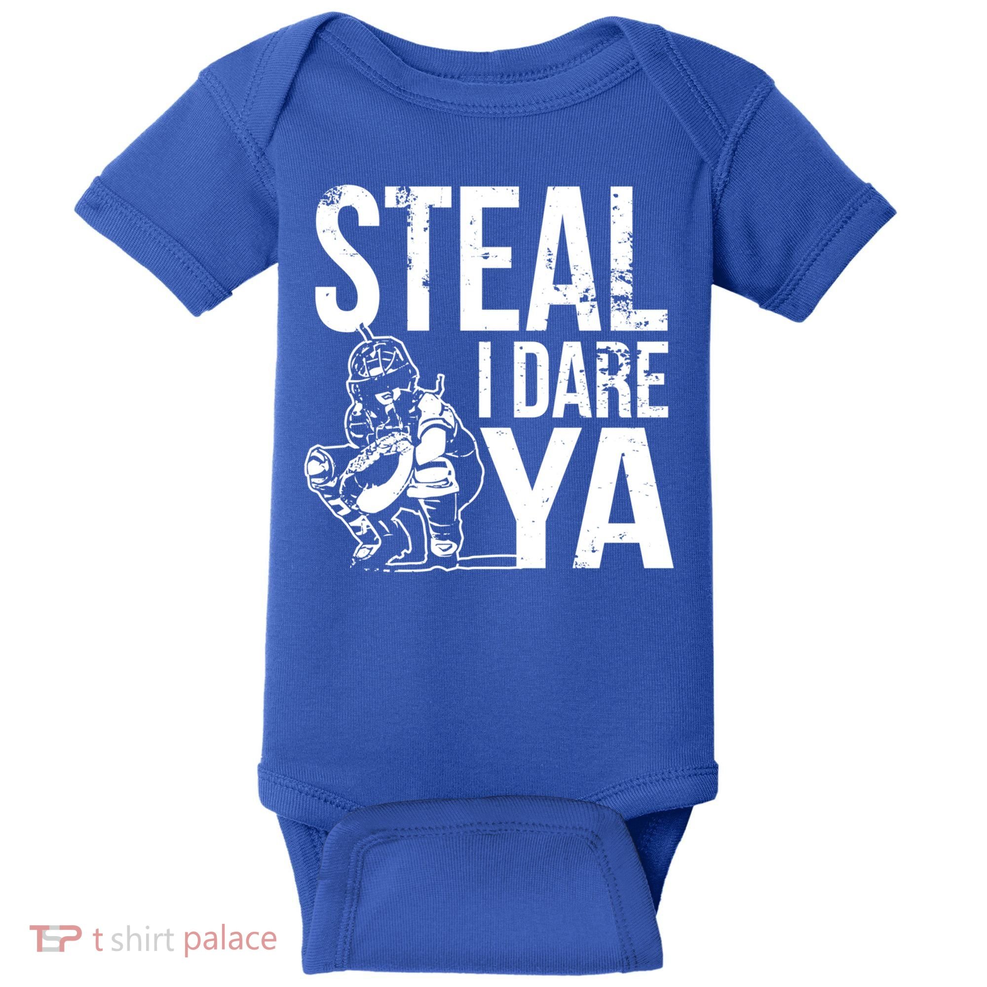 Steal I Dare Ya Softball Catcher Team Sport Cute Gift Baby Bodysuit