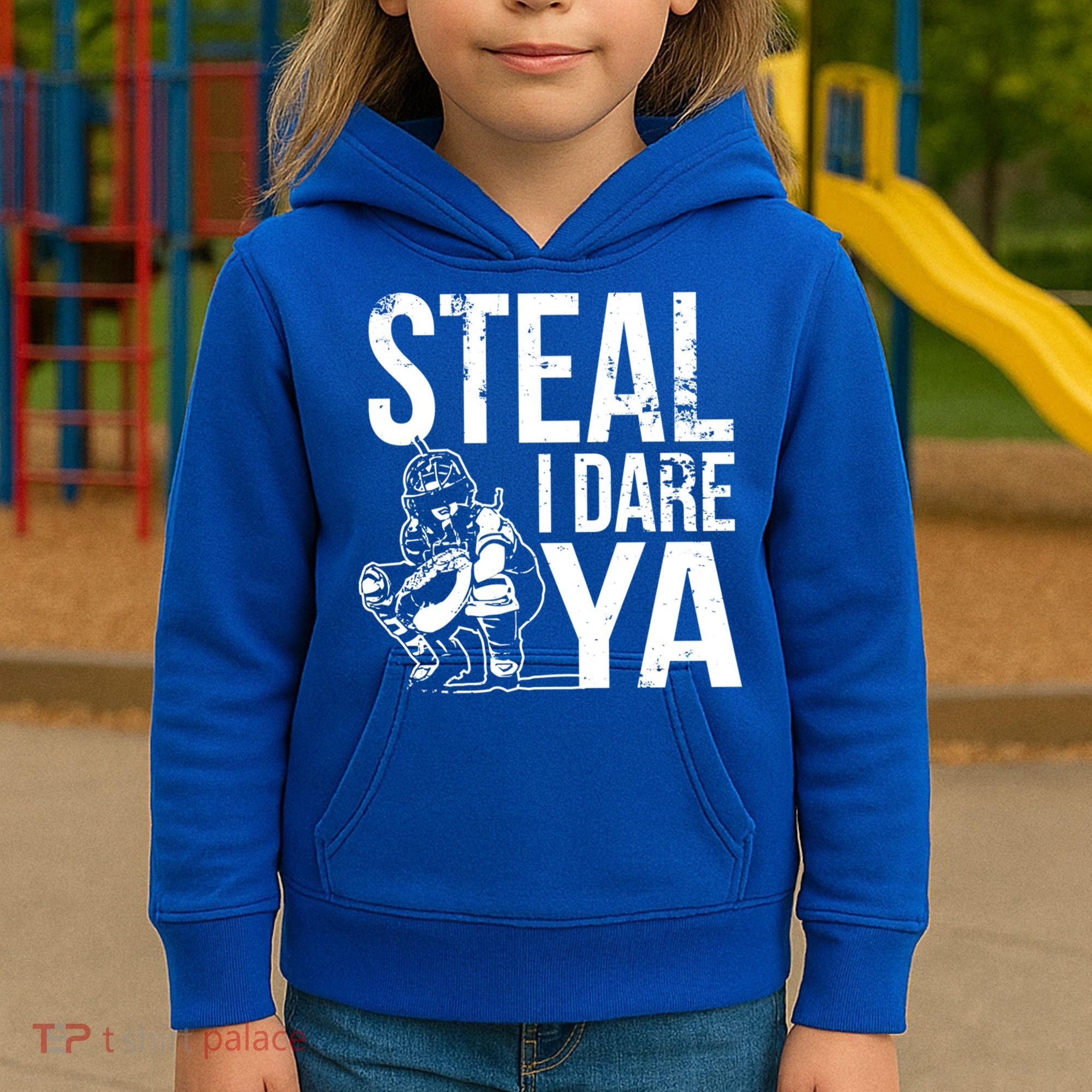 Steal I Dare Ya Softball Catcher Team Sport Cute Gift Kids Hoodie