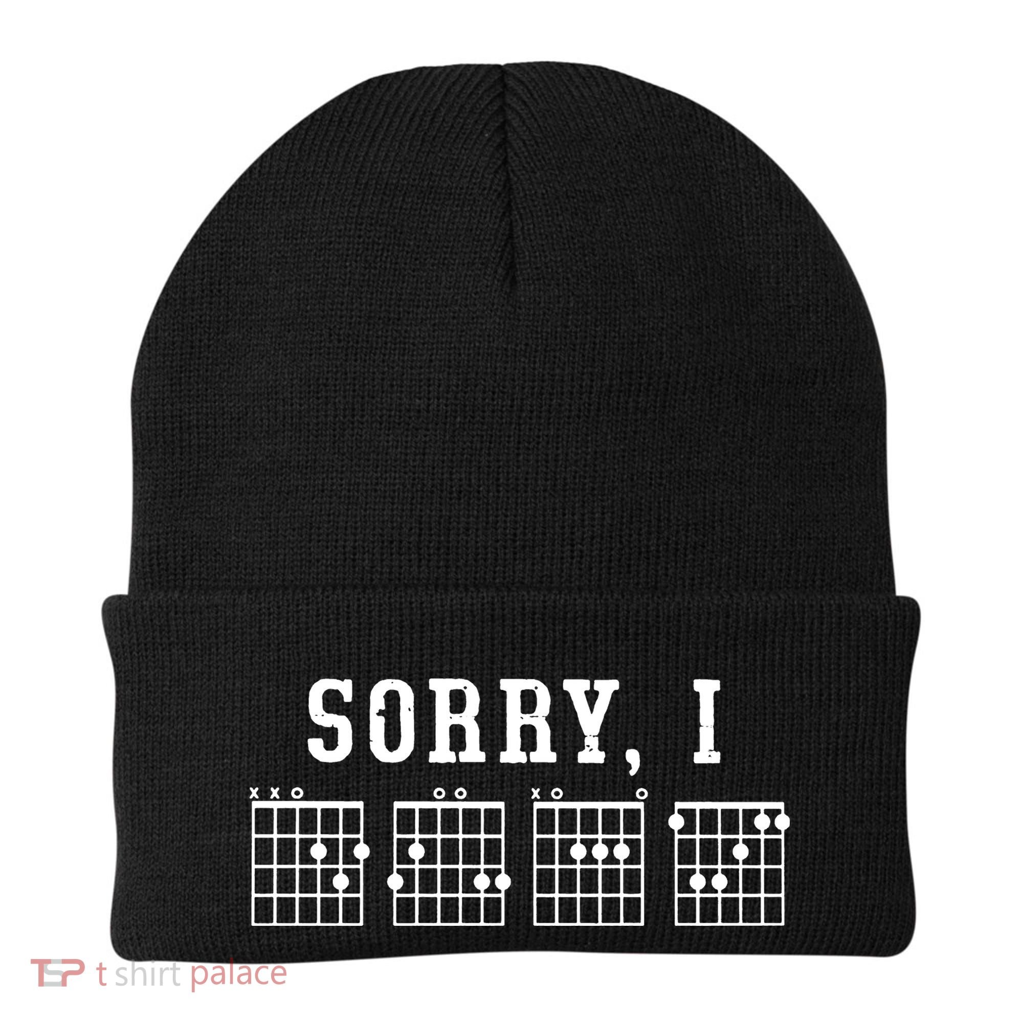 Sorry I DGAF Funny Hidden Message Guitar Chords Beanie