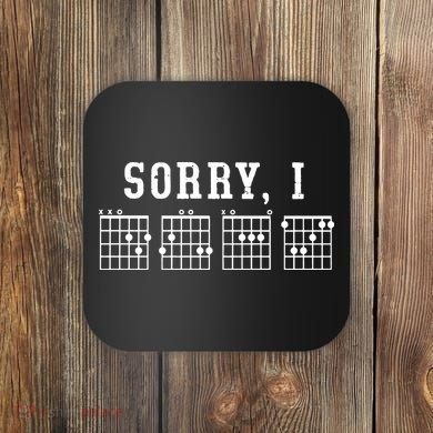Sorry I DGAF Funny Hidden Message Guitar Chords Coaster