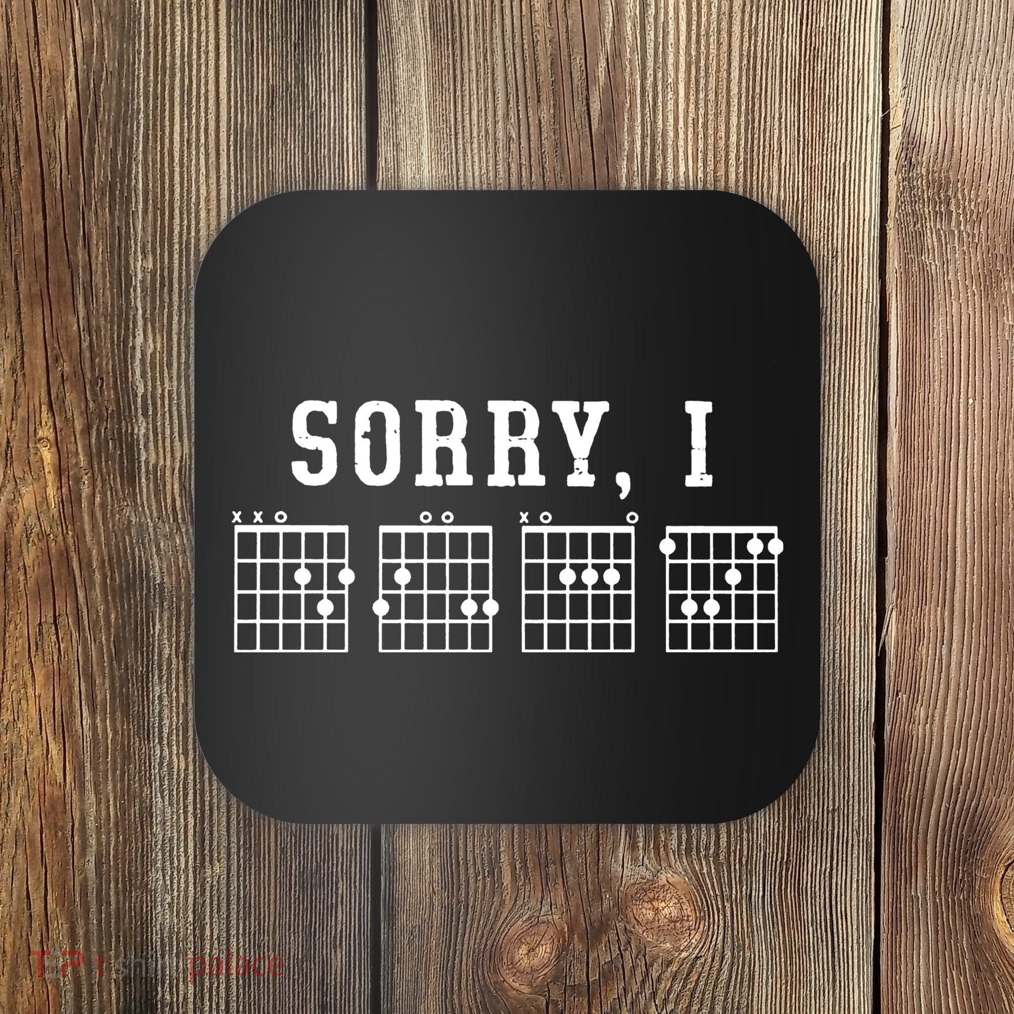 Sorry I DGAF Funny Hidden Message Guitar Chords Coaster