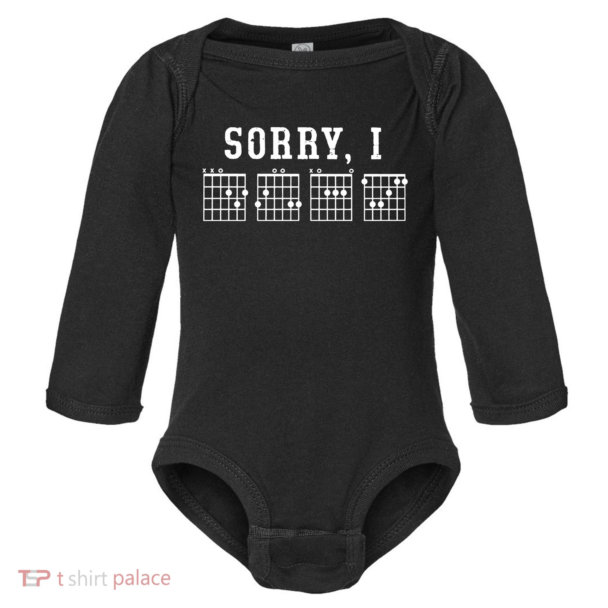 Sorry I DGAF Funny Hidden Message Guitar Chords Baby Long Sleeve Bodysuit