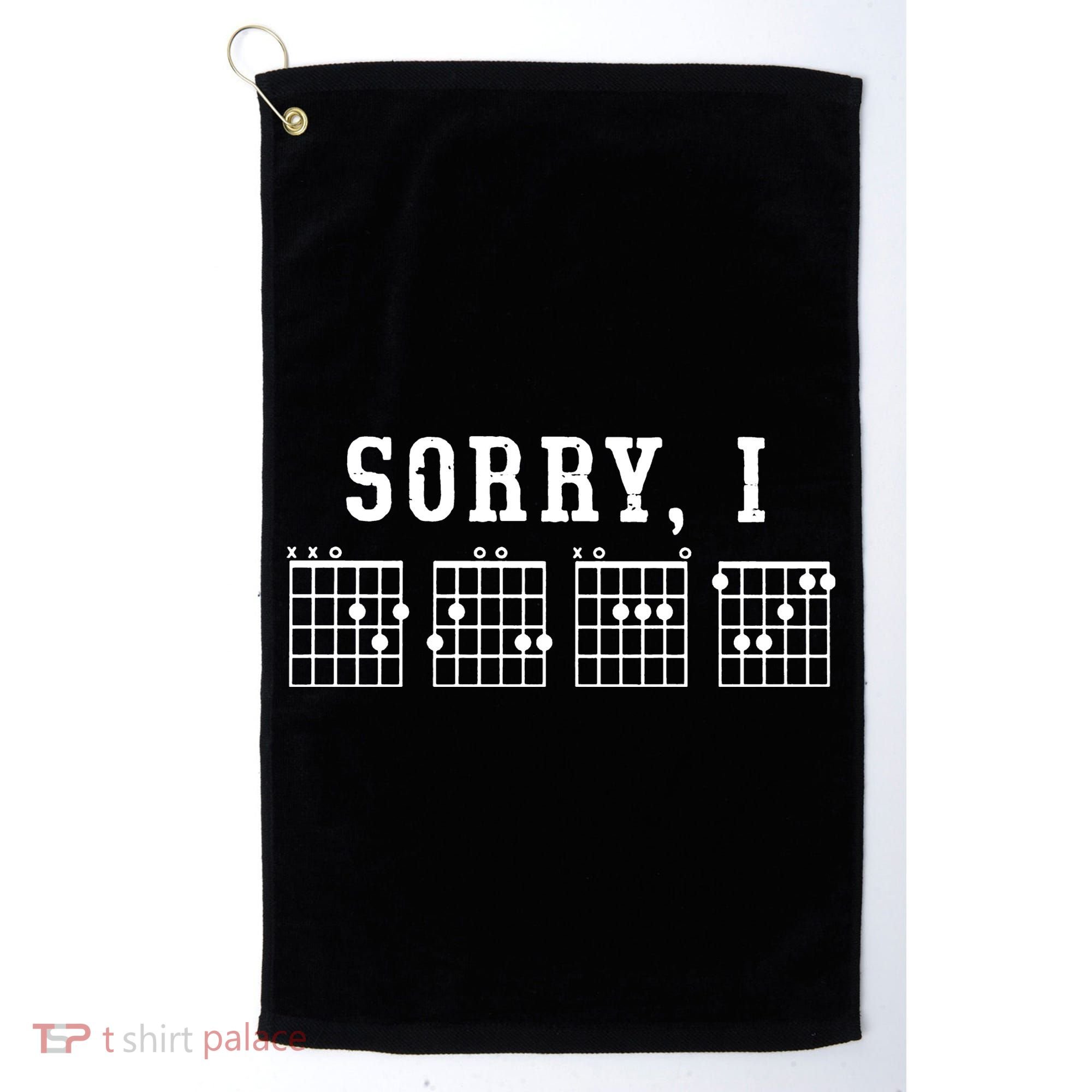 Sorry I DGAF Funny Hidden Message Guitar Chords Golf Towel