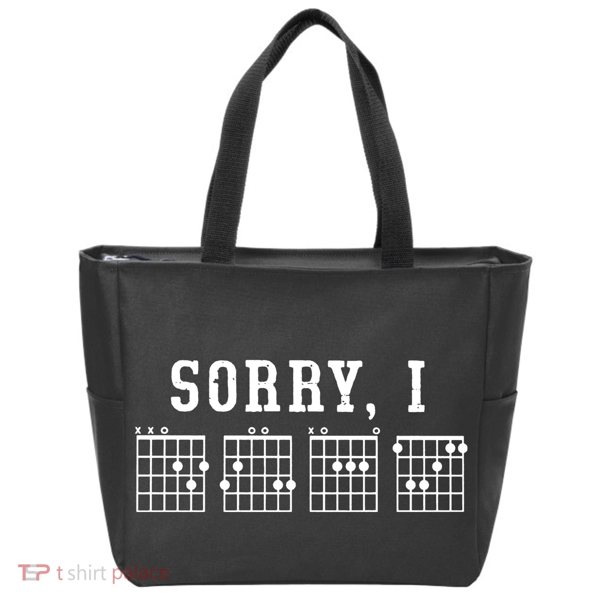 Sorry I DGAF Funny Hidden Message Guitar Chords Tote Bag