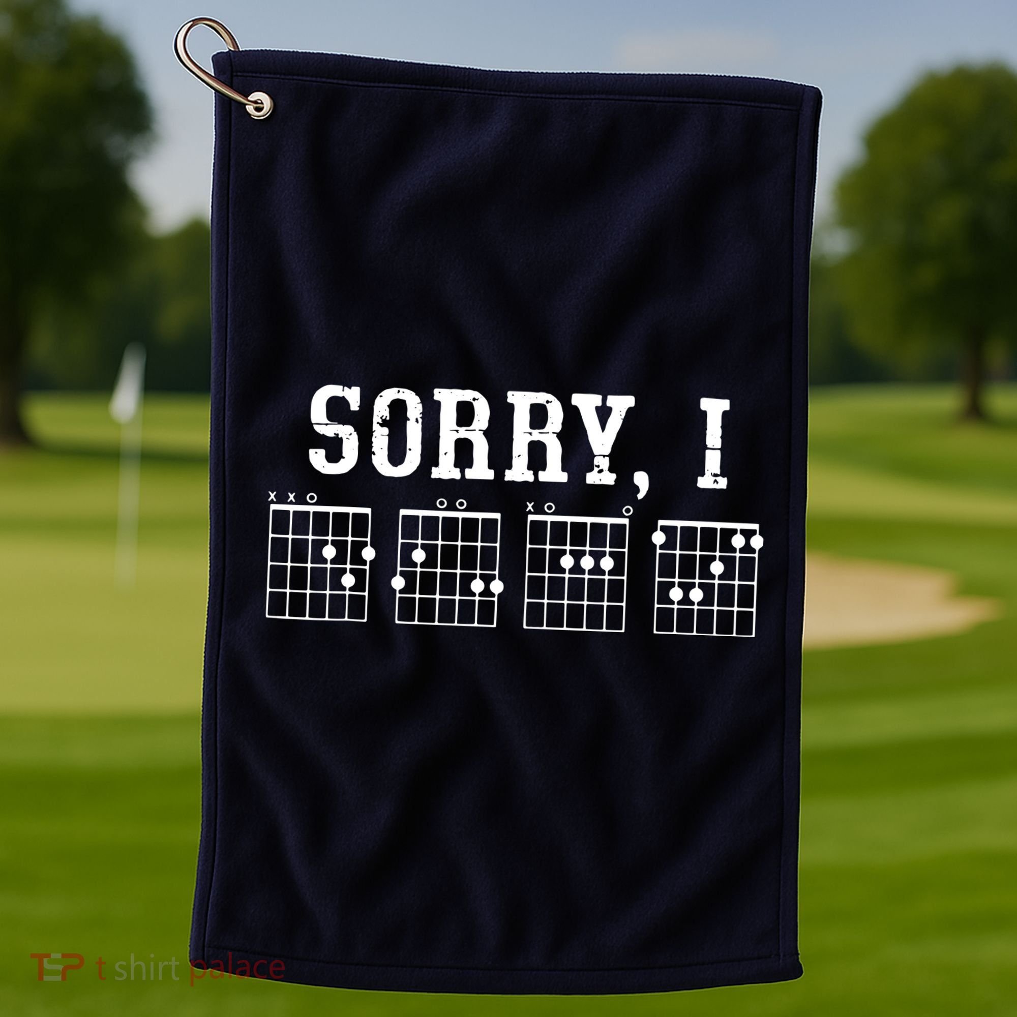 Sorry I DGAF Funny Message Guitar Chords Guitarist Gift Golf Towel