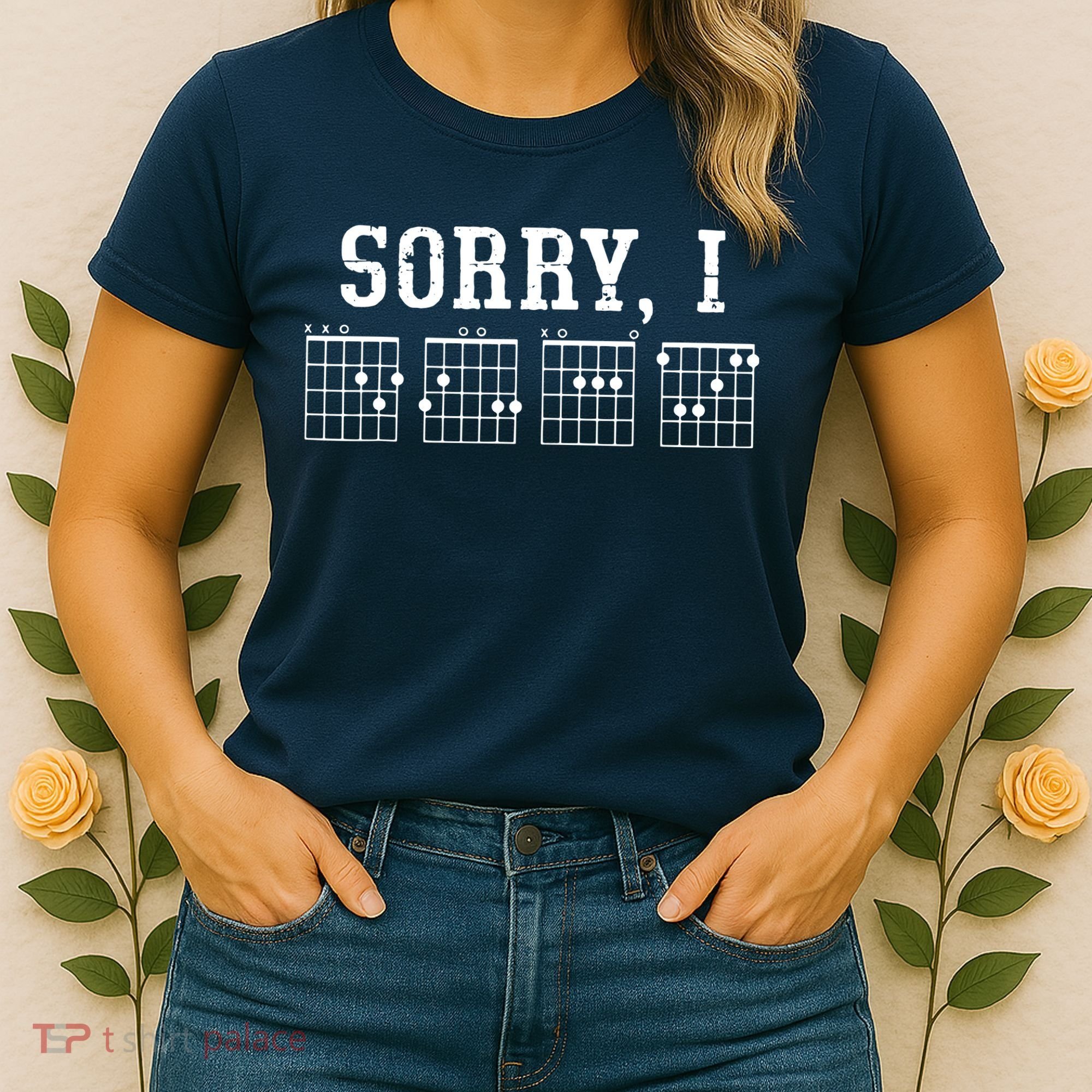 Sorry I DGAF Funny Message Guitar Chords Guitarist Gift Women's T-Shirt