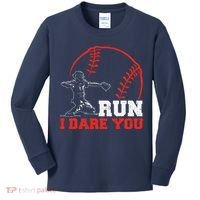 Steal I Dare You Baseball Catcher Baseball Player Kids Long Sleeve Shirt thumb 0