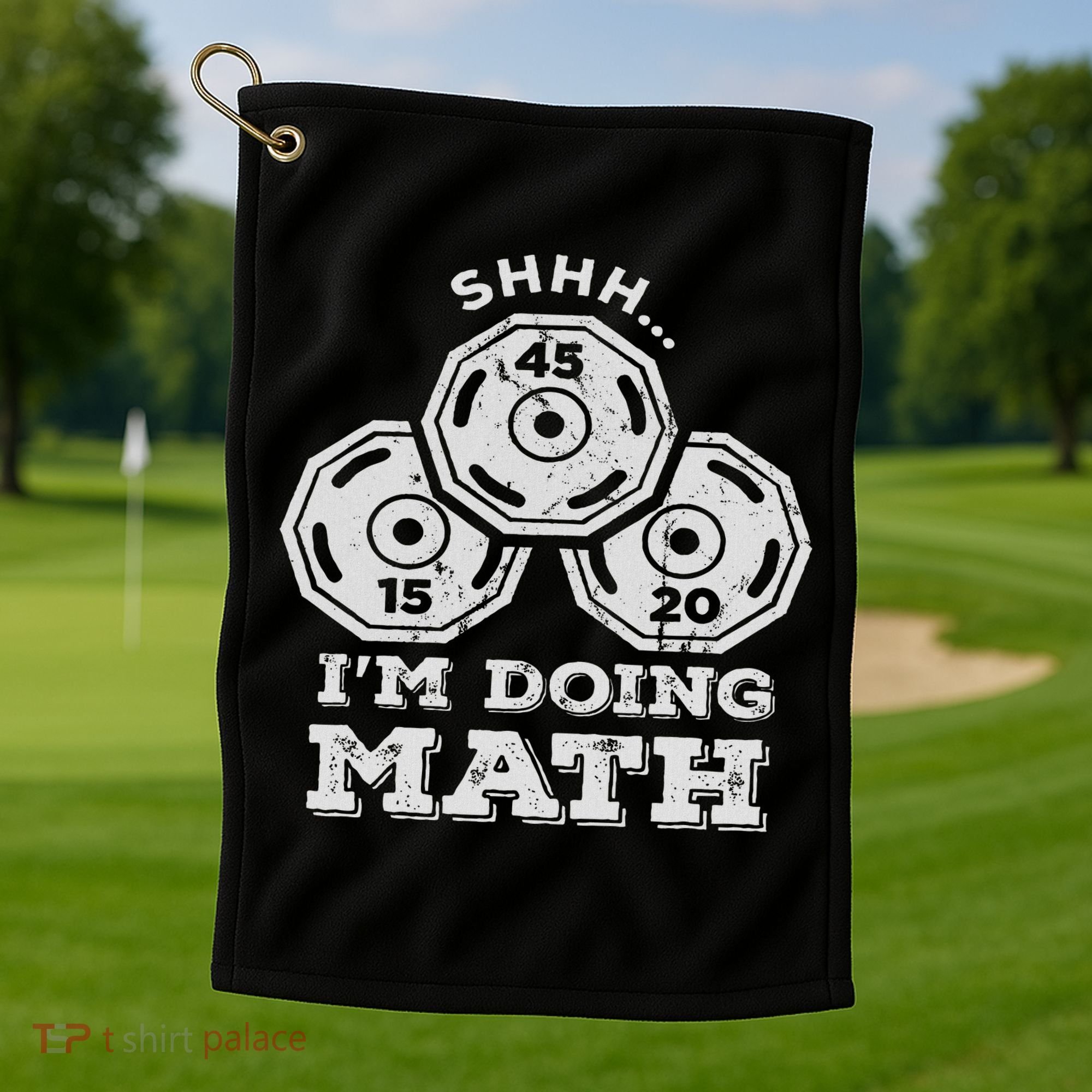 Shhh I'm Doing Math Funny Weight Lifting Workout Training Golf Towel