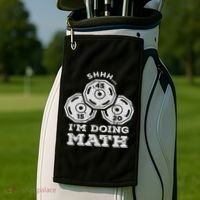 Shhh I'm Doing Math Funny Weight Lifting Workout Training Golf Towel thumb 2