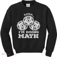 Shhh I'm Doing Math Funny Weight Lifting Workout Training Kids Sweatshirt thumb 0