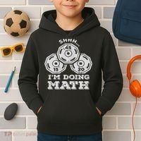 Shhh I'm Doing Math Funny Weight Lifting Workout Training Kids Hoodie thumb 2