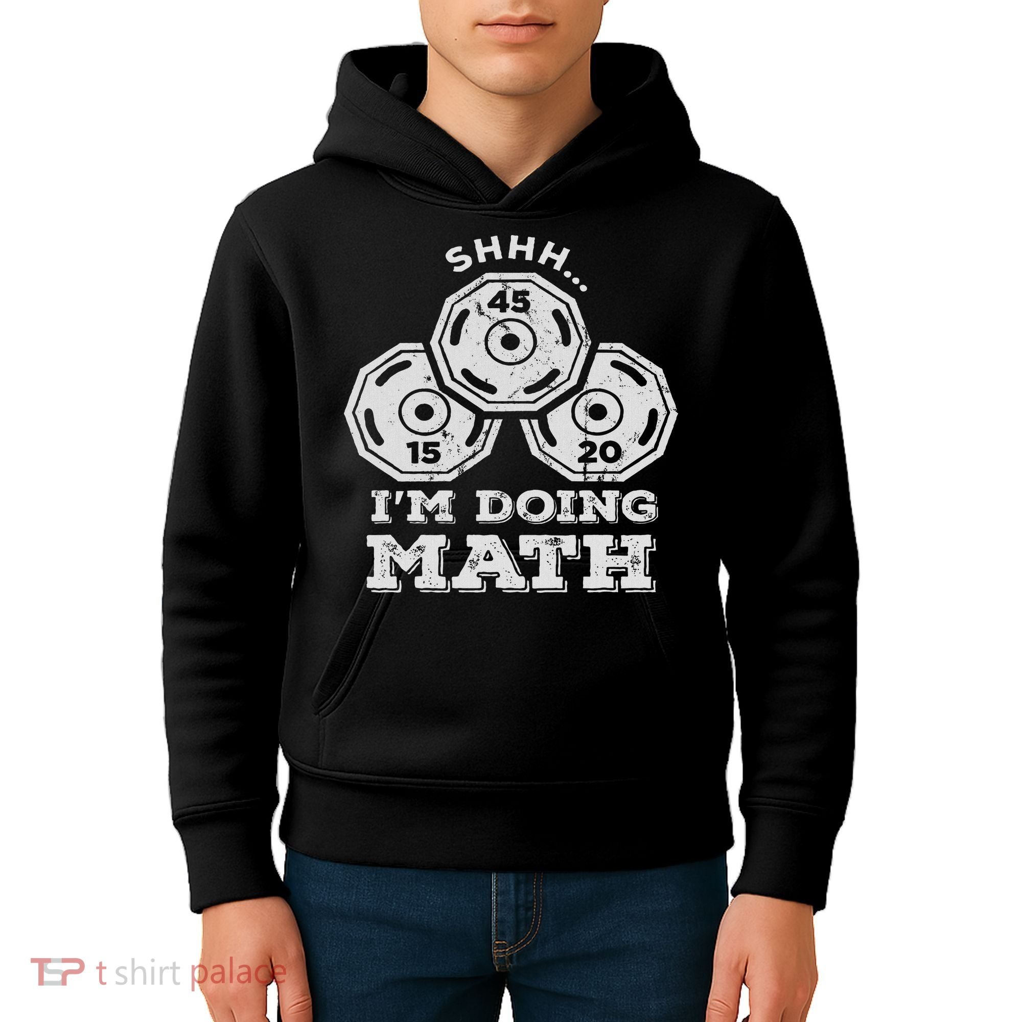 Shhh I'm Doing Math Funny Weight Lifting Workout Training Kids Hoodie